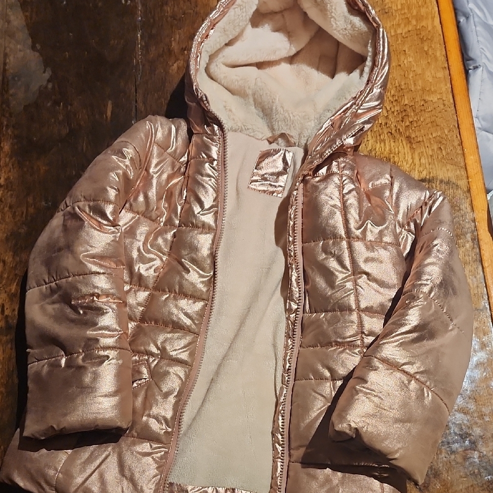Shiny Metallic Hooded Jacket Kids